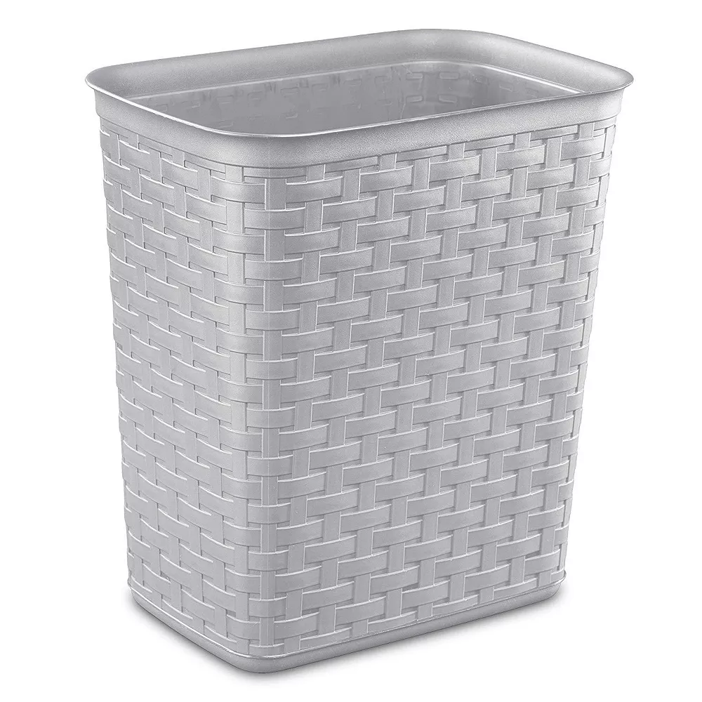 Sterilite 3.4 Gallon/13 Liter Decorative Weave Wastebasket, Cement (6 Pack) 2 Sterilite 3.4 Gallon/13 Liter Decorative Weave Wastebasket, Cement (6 Pack) - Image 2