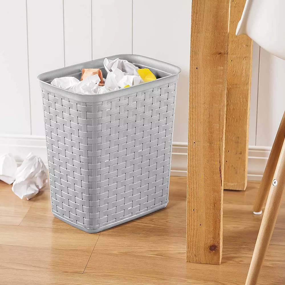 Sterilite 3.4 Gallon/13 Liter Decorative Weave Wastebasket, Cement (6 Pack) 4 Sterilite 3.4 Gallon/13 Liter Decorative Weave Wastebasket, Cement (6 Pack) - Image 4