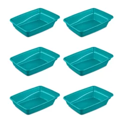 Sterilite 13033W06 Lg Frame Cat Litter Pan With Low Entrance, Sea Going (6 Pack)