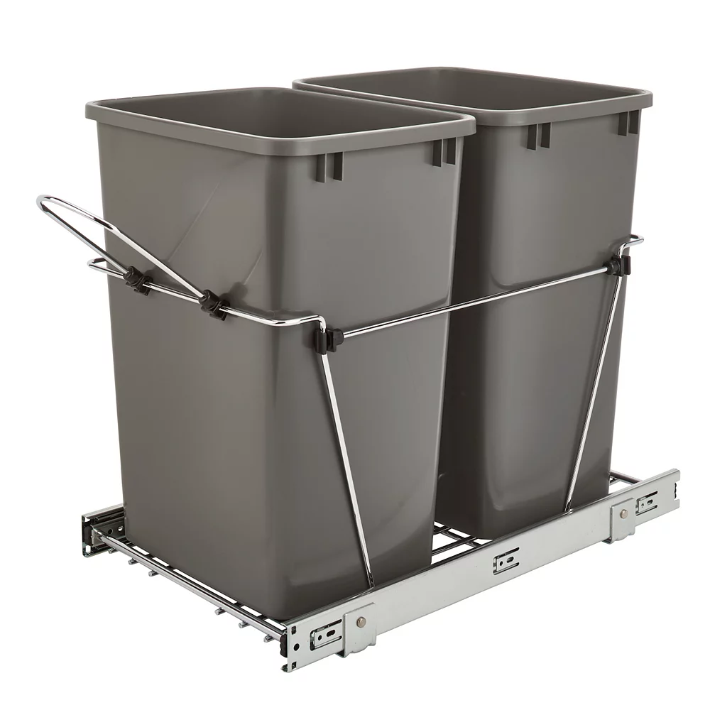 Rev-A-Shelf RV-18KD-13C-S Double 35 Qt Pull Out Waste Containers, Orion Gray 1 Rev-A-Shelf RV-18KD-13C-S Double 35 Qt Pull Out Waste Containers, Orion Gray