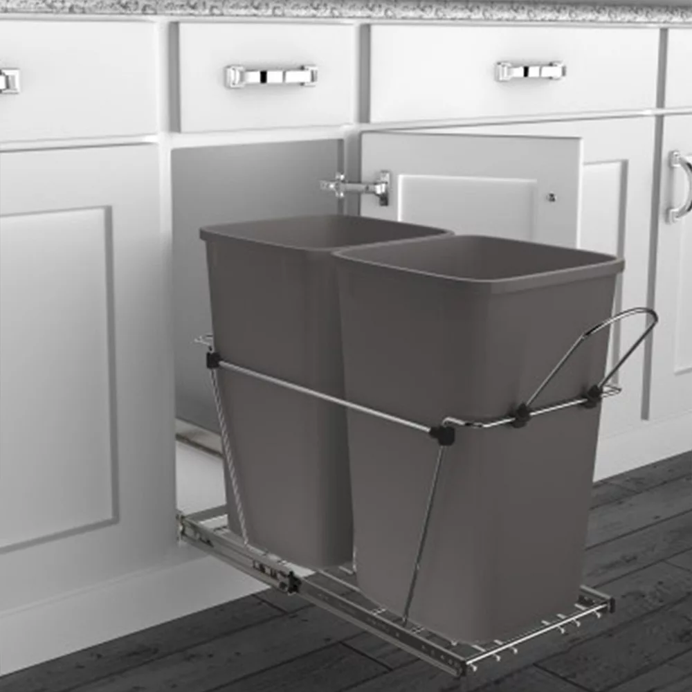 Rev-A-Shelf RV-18KD-13C-S Double 35 Qt Pull Out Waste Containers, Orion Gray 2 Rev-A-Shelf RV-18KD-13C-S Double 35 Qt Pull Out Waste Containers, Orion Gray - Image 2