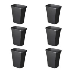 Sterilite 10529006 5.5 Gallon Ultra Plastic Wastebasket Trash Can, Black (6 Pack)