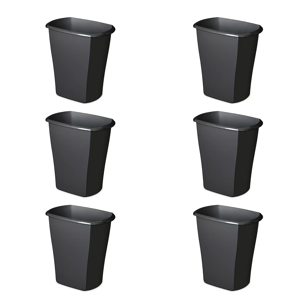Sterilite 10539006 10 Gallon Ultra Plastic Wastebasket Trash Can, Black (6 Pack) 1 Sterilite 10539006 10 Gallon Ultra Plastic Wastebasket Trash Can, Black (6 Pack)
