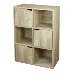 Home Basics 6 Cube Wood Storage Shelf With Doors