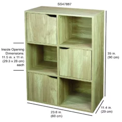 Home Basics 6 Cube Wood Storage Shelf With Doors -US Storage Furniture Sales Store 5504624 ALT2