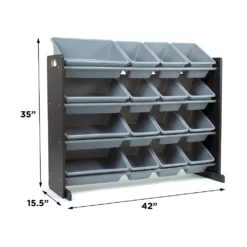Humble Crew Sumatra Bin Espresso Toy Storage With 16 Storage Bins -US Storage Furniture Sales Store 5507759 ALT3