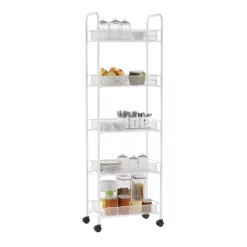 Hastings Home 5-Tiered Narrow Rolling Storage Shelves