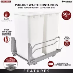 Rev-A-Shelf 53WC-2150SCDM-211 Double 50 Quart Kitchen Pull Out Waste Container -US Storage Furniture Sales Store 5700857 ALT2