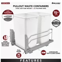 Rev-A-Shelf 53WC-1835SCDM-211 Double 35 Quart Pullout Soft Close Waste Container -US Storage Furniture Sales Store 5701272 ALT2