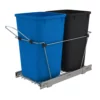 Rev-A-Shelf Double 27 Quart Sliding Pull Out Waste Bin Containers, Blue & Black