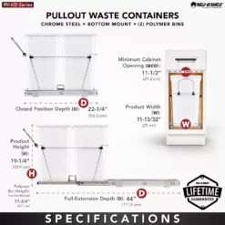 Rev-A-Shelf Double 27 Quart Sliding Pull Out Waste Bin Containers, Blue & Black 7 Rev-A-Shelf Double 27 Quart Sliding Pull Out Waste Bin Containers, Blue & Black -US Storage Furniture Sales Store 5712900 ALT3