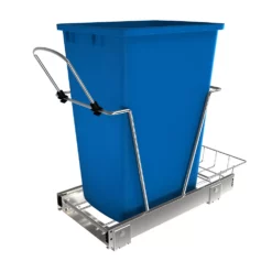Rev-A-Shelf Single 35 Quart Sliding Pull Out Waste Bin Container, Blue