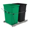 Rev-A-Shelf RV-18KD-1918C-S Double 35 Qt Pull Out Waste Containers, Green/Black