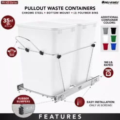 Rev-A-Shelf RV-18KD-1918C-S Double 35 Qt Pull Out Waste Containers, Green/Black -US Storage Furniture Sales Store 5713054 ALT2