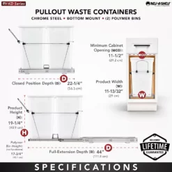 Rev-A-Shelf Double 27 Quart Sliding Pull Out Waste Containers, Green/Black -US Storage Furniture Sales Store 5713103 ALT3