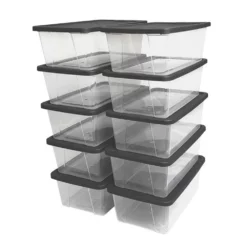 Homz Snaplock 6 Quart Clear Organizer Storage Container Bin With Lid (10 Pack)