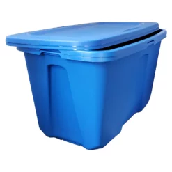 Homz 32 Gallon Standard Plastic Storage Container With Secure Lid, Blue, 2 Pack -US Storage Furniture Sales Store 5713207 ALT2