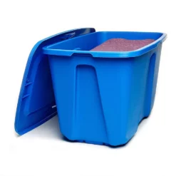Homz 32 Gallon Standard Plastic Storage Container With Secure Lid, Blue, 2 Pack -US Storage Furniture Sales Store 5713207 ALT3
