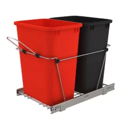 Rev-A-Shelf RV-18KD-1618C-S Double 35 Qt Pull Out Waste Containers, Red/Black