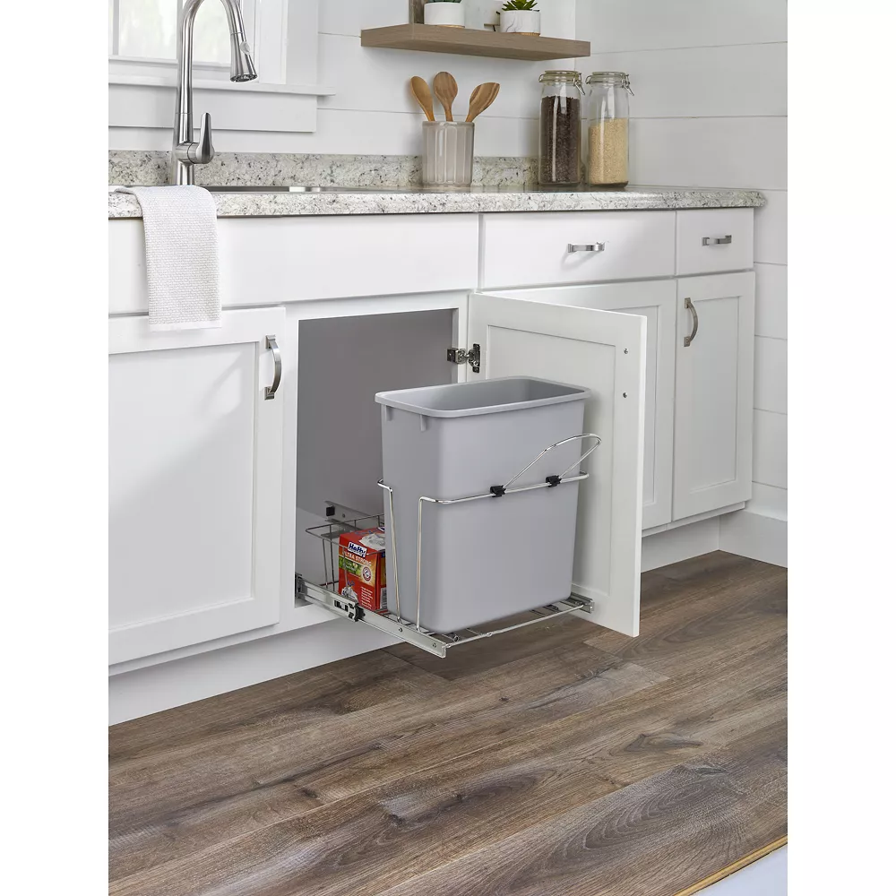 Rev-A-Shelf RUKD-1420RB-1 20 Quart Universal Waste Container With Rear Basket 2 Rev-A-Shelf RUKD-1420RB-1 20 Quart Universal Waste Container With Rear Basket - Image 2