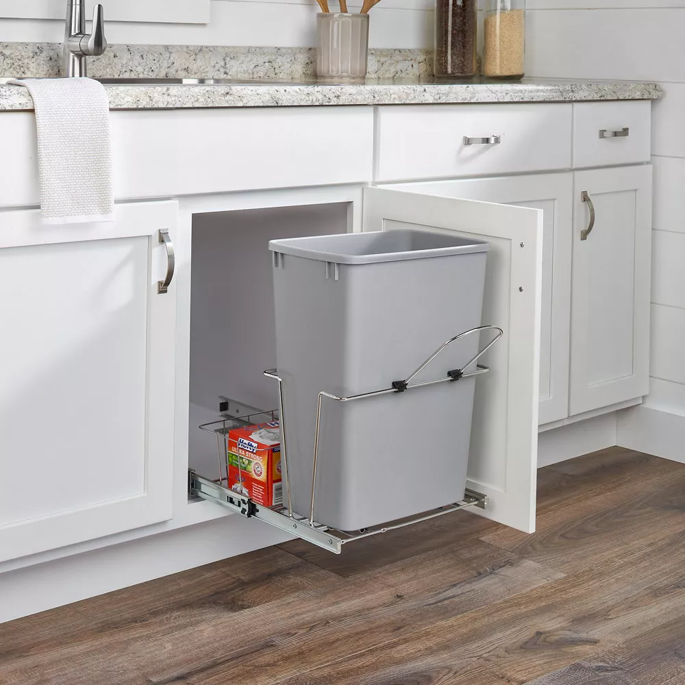 Rev-A-Shelf RUKD-1432RB-1 32 Quart Universal Waste Container With Rear Basket 2 Rev-A-Shelf RUKD-1432RB-1 32 Quart Universal Waste Container With Rear Basket - Image 2