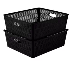 Simplify 2-Pack Slide To Stack Shallow Storage Tote Set