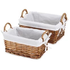 Cheung's Home Indoor Decorative Willow Baskets With Fabric Liners - Large, Set Of 2, Brown -US Storage Furniture Sales Store 5849742 ALT3