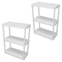Gracious Living 3 Shelf Storage Unit Organizers For Home Or Garage, White (2 Pack)