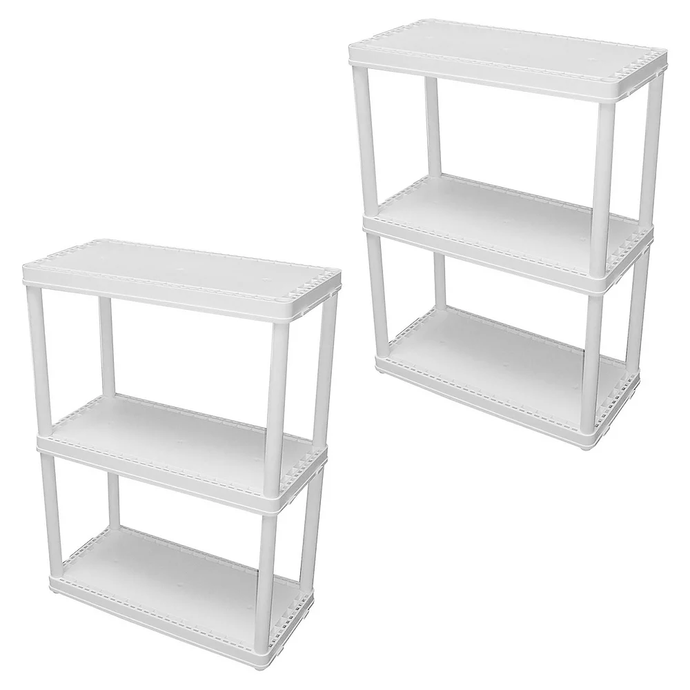 Gracious Living 3 Shelf Storage Unit Organizers For Home Or Garage, White (2 Pack) 1 Gracious Living 3 Shelf Storage Unit Organizers For Home Or Garage, White (2 Pack)