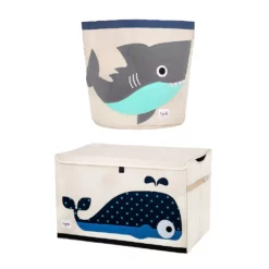 US Storage Furniture Sales Store 48 3 Sprouts Toy Chest Storage Bin, Whale Print & Storage Bin Basket, Shark Print