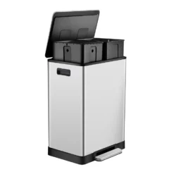 ToiletTree Products Stainless Steel 16 Gallon Dual Compartment Trash Can W/ Bags