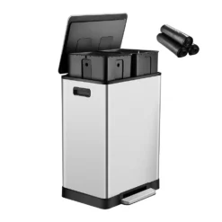 ToiletTree Products Stainless Steel 16 Gallon Dual Compartment Trash Can W/ Bags -US Storage Furniture Sales Store 5920643 ALT3