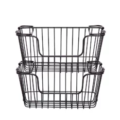 Saddle River Small Rectangular Metal Wire Stacking Basket 2-piece Set