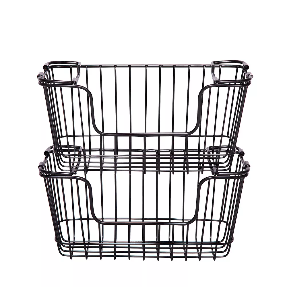 Saddle River Small Rectangular Metal Wire Stacking Basket 2-piece Set 1 Saddle River Small Rectangular Metal Wire Stacking Basket 2-piece Set