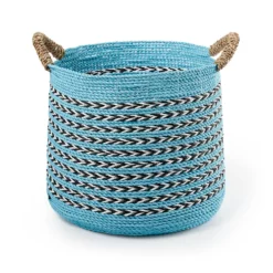 Saddle River Blue Seagrass & Raffia Basket 2-piece Set -US Storage Furniture Sales Store 5925000 ALT3
