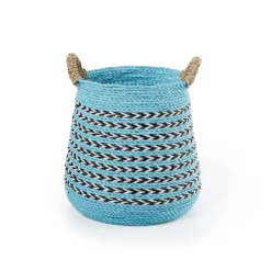 Saddle River Blue Seagrass & Raffia Basket 2-piece Set -US Storage Furniture Sales Store 5925000 ALT4