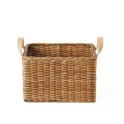 Saddle River Rectangular Faux Leather Handle Rattan Bin 2-piece Set 6 Saddle River Rectangular Faux Leather Handle Rattan Bin 2-piece Set -US Storage Furniture Sales Store 5925003 ALT2
