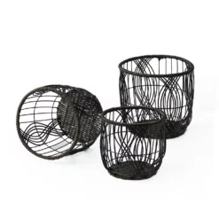 Saddle River Round Faux Wicker Open Weave Basket 3-piece Set -US Storage Furniture Sales Store 5925004 ALT2