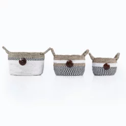 Saddle River Raffia & Seagrass Basket 3-piece Set