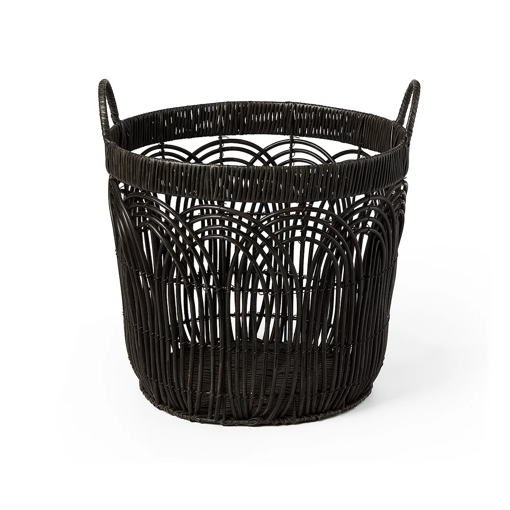 Saddle River Round Faux Wicker Decorative Basket 3-piece Set 4 Saddle River Round Faux Wicker Decorative Basket 3-piece Set - Image 4