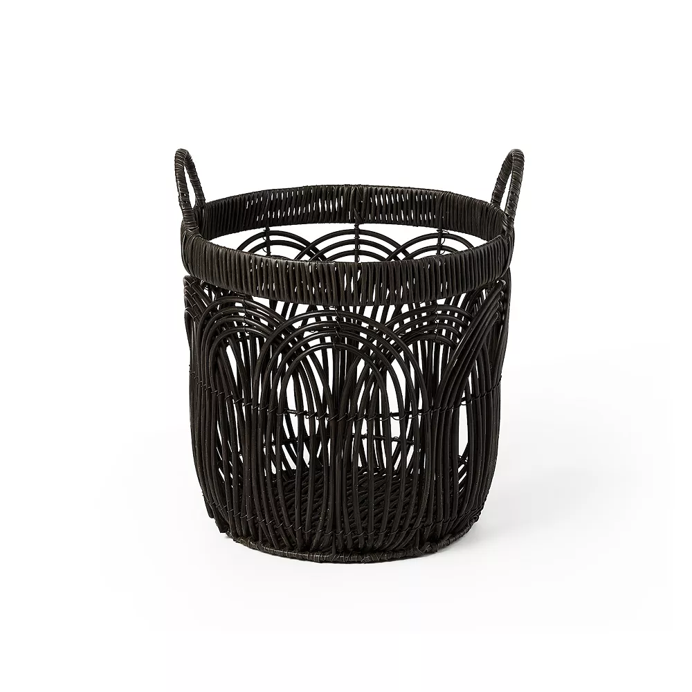 Saddle River Round Faux Wicker Decorative Basket 3-piece Set 6 Saddle River Round Faux Wicker Decorative Basket 3-piece Set - Image 6