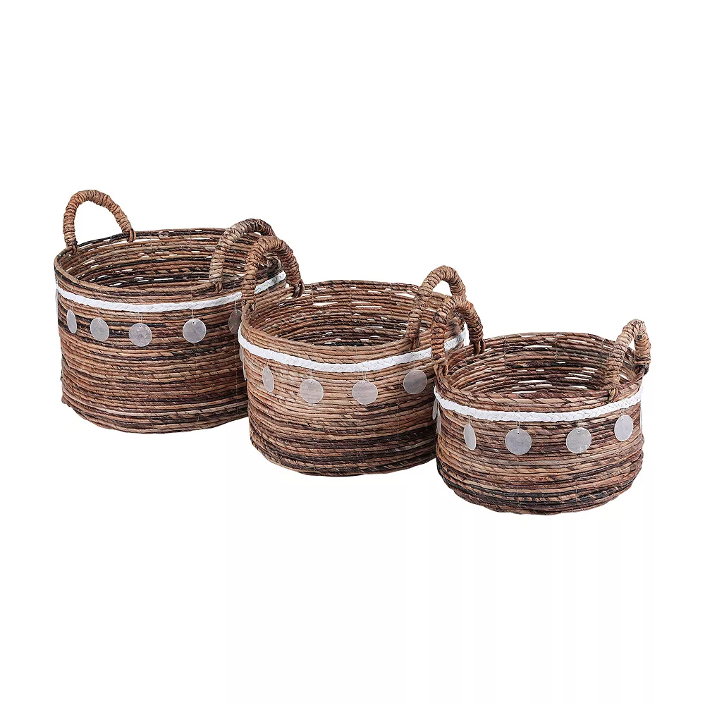 Saddle River Shell Accent Round Banana Basket 3-piece Set 1 Saddle River Shell Accent Round Banana Basket 3-piece Set