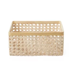 Saddle River Rectangular Natural Open Weave Cane Bamboo Rim Storage Bin 2-piece Set -US Storage Furniture Sales Store 5925015 ALT2