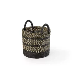 Saddle River Black Seagrass & Raffia Basket 4-piece Set -US Storage Furniture Sales Store 5925018 ALT4