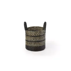 Saddle River Black Seagrass & Raffia Basket 4-piece Set -US Storage Furniture Sales Store 5925018 ALT5