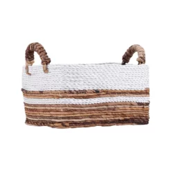 Saddle River Rectangular Dark Banana & White Raffia Rope Basket 3-piece Set -US Storage Furniture Sales Store 5925022 ALT2