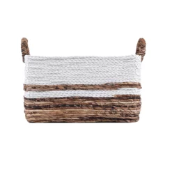 Saddle River Rectangular Dark Banana & White Raffia Rope Basket 3-piece Set -US Storage Furniture Sales Store 5925022 ALT3