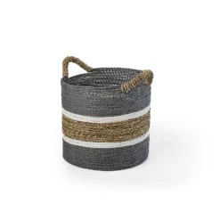 Saddle River Gray Seagrass & Raffia Basket 3-piece Set 11 Saddle River Gray Seagrass & Raffia Basket 3-piece Set -US Storage Furniture Sales Store 5925025 ALT5