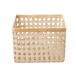 Saddle River Square Natural Open Weave Cane & Bamboo Rim Bin 2-piece Set -US Storage Furniture Sales Store 5925031 ALT2