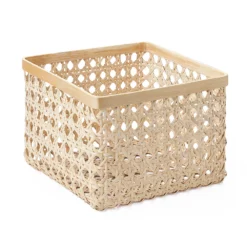 Saddle River Square Natural Open Weave Cane & Bamboo Rim Bin 2-piece Set -US Storage Furniture Sales Store 5925031 ALT3